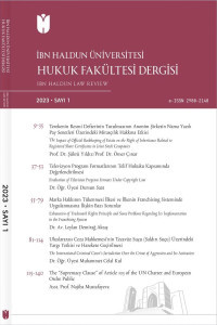İbn Haldun Üniversitesi Hukuk Fakültesi Dergisi-Cover
