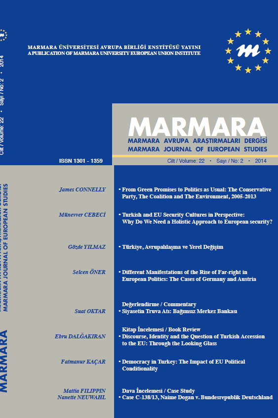 Marmara Üniversitesi Avrupa Topluluğu Enstitüsü Avrupa Araştırmaları Dergisi-Cover